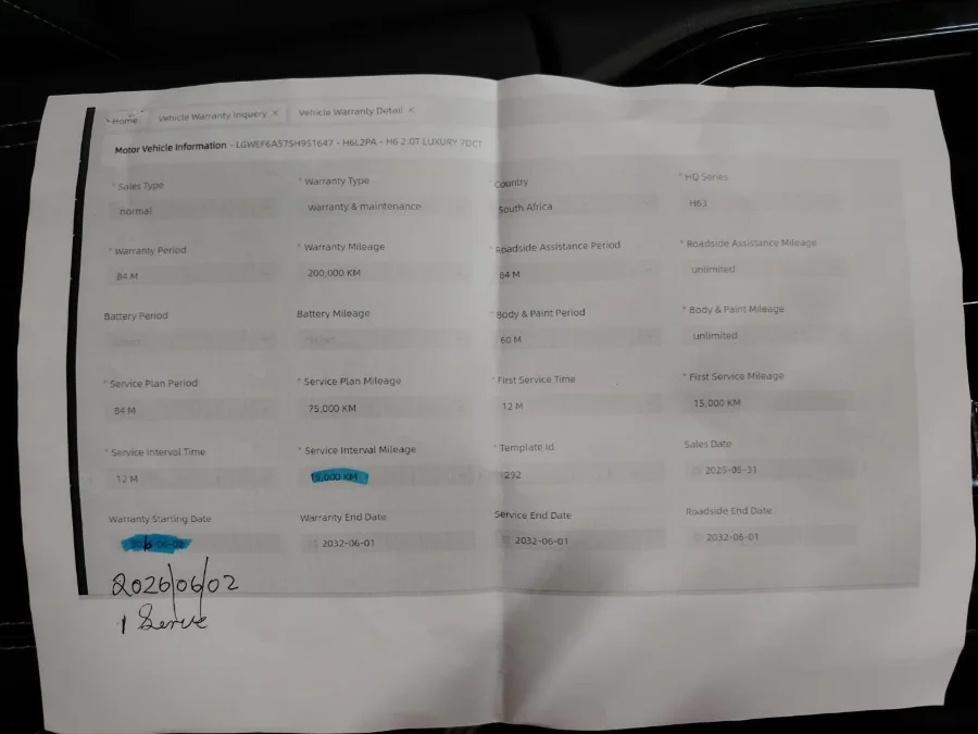 Used 2025 Haval H6 2.0T Luxury - BOTHA AND DEYSEL EXECUTIVE MOTORS