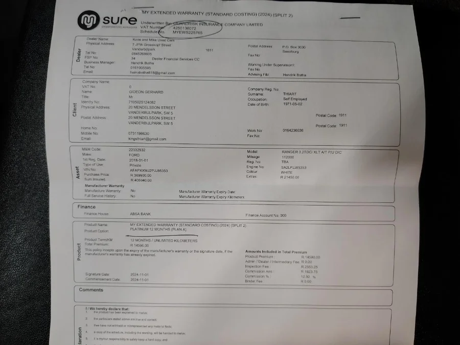 Used 2018 Ford Ranger 3.2TDCi double cab Hi-Rider XLT Fx4 auto - BOTHA AND DEYSEL EXECUTIVE MOTORS