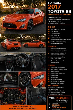 Used 2017 Toyota 86 2.0 high Used 2017 Toyota 86 2.0 high