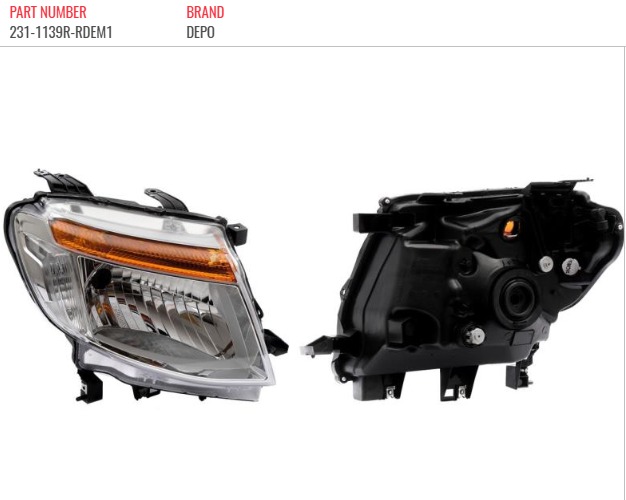 Depo Right side Head Lamp Ford Ranger T6 2011-2015