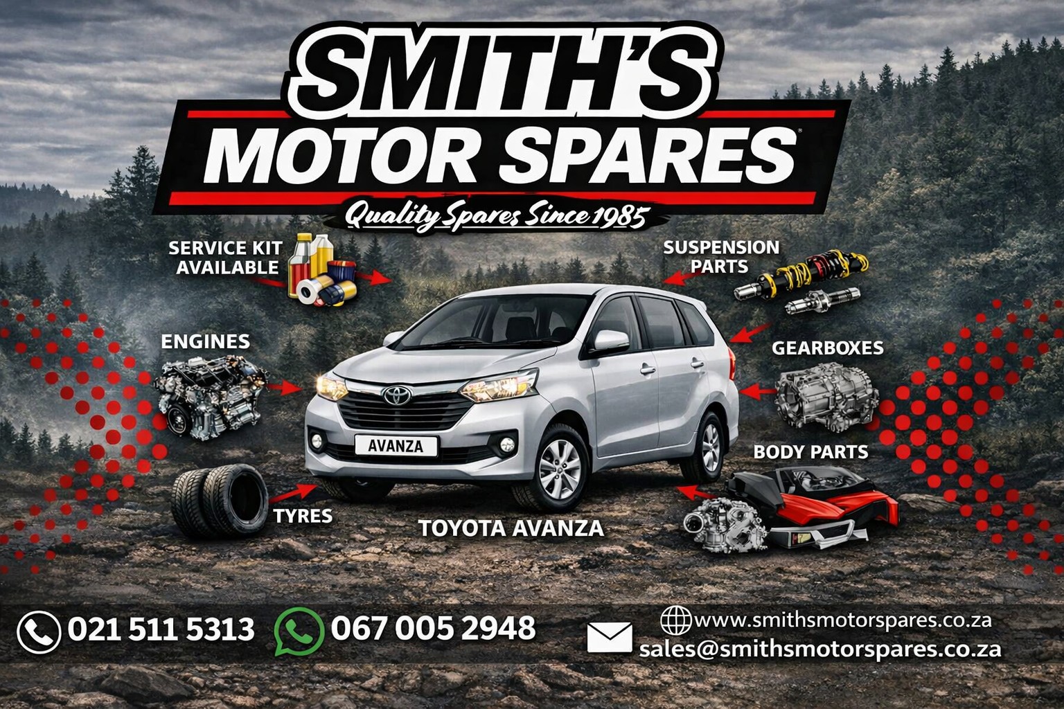 Toyota Avanza Tyres, engine, suspension pars, gearboxes, body parts