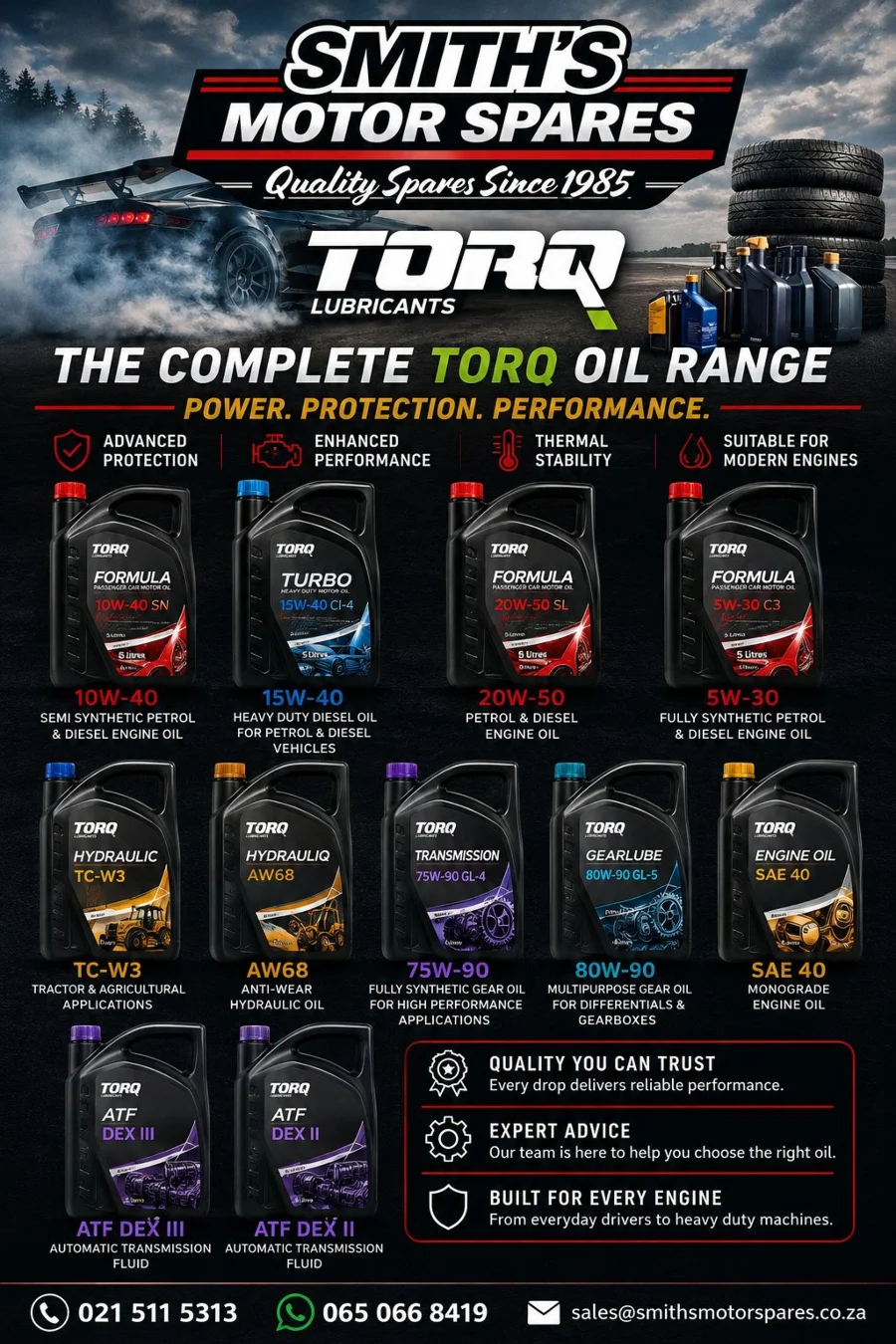 Complete TORQ oil range built for every engine - Smiths Motor Spares Complete TORQ oil range built for every engine - Smiths Motor Spares
