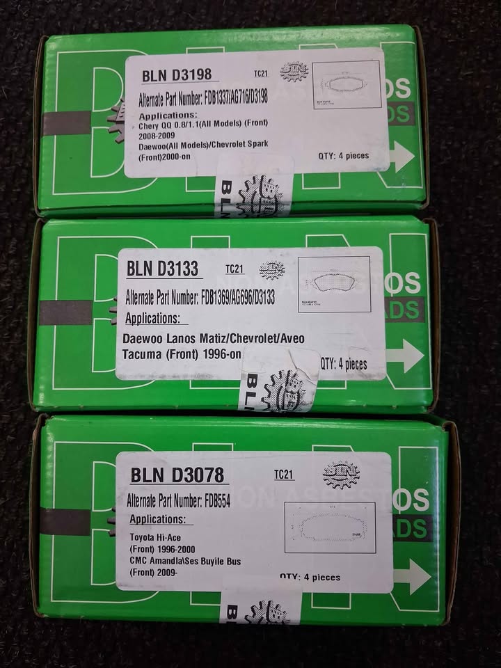 New Brake pads for Chev Aveo, Cherry QQ and Hiace