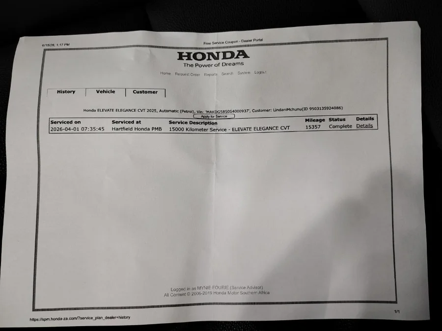 Used 2025 Honda Elevate 1.5 Elegance - BOTHA AND DEYSEL EXECUTIVE MOTORS Used 2025 Honda Elevate 1.5 Elegance - BOTHA AND DEYSEL EXECUTIVE MOTORS