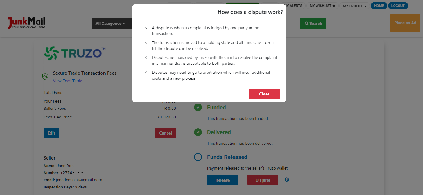 Secure Trade Dispute Explanation | Junk Mail