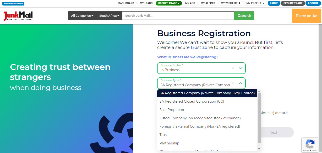 Secure Trade Business Registration | Junk Mail