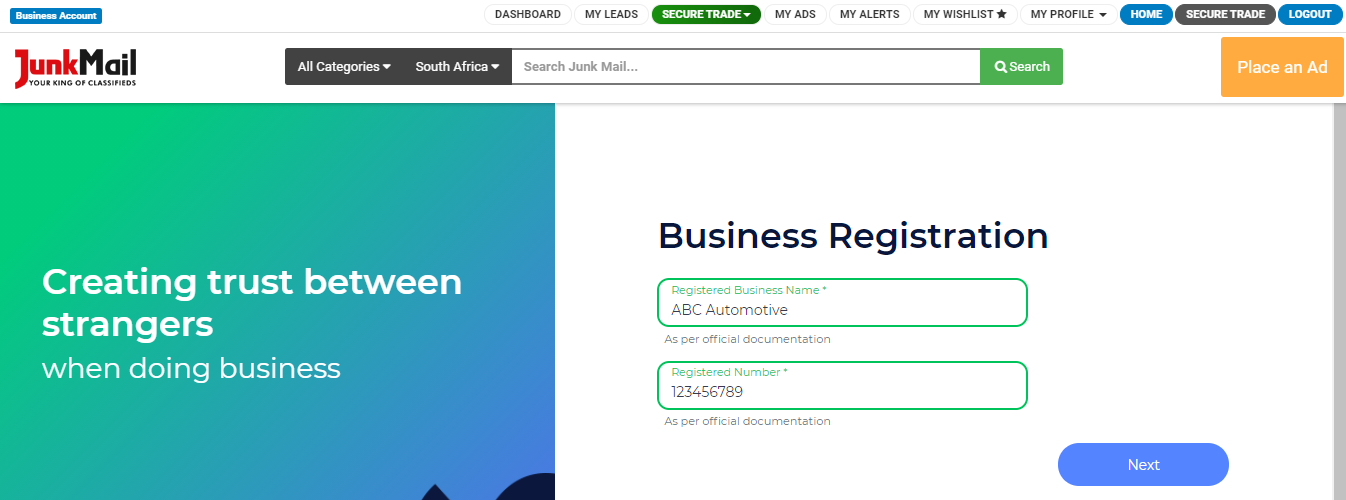 Secure Trade Business Registration | Junk Mail