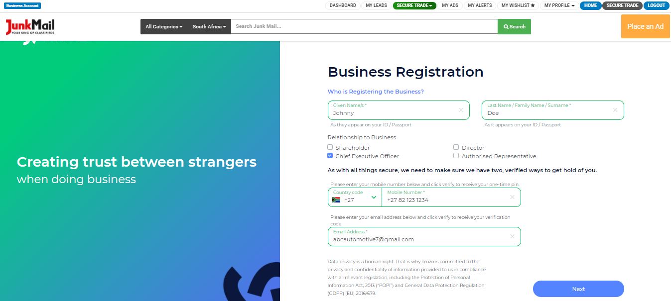 Secure Trade Business Registration | Junk Mail