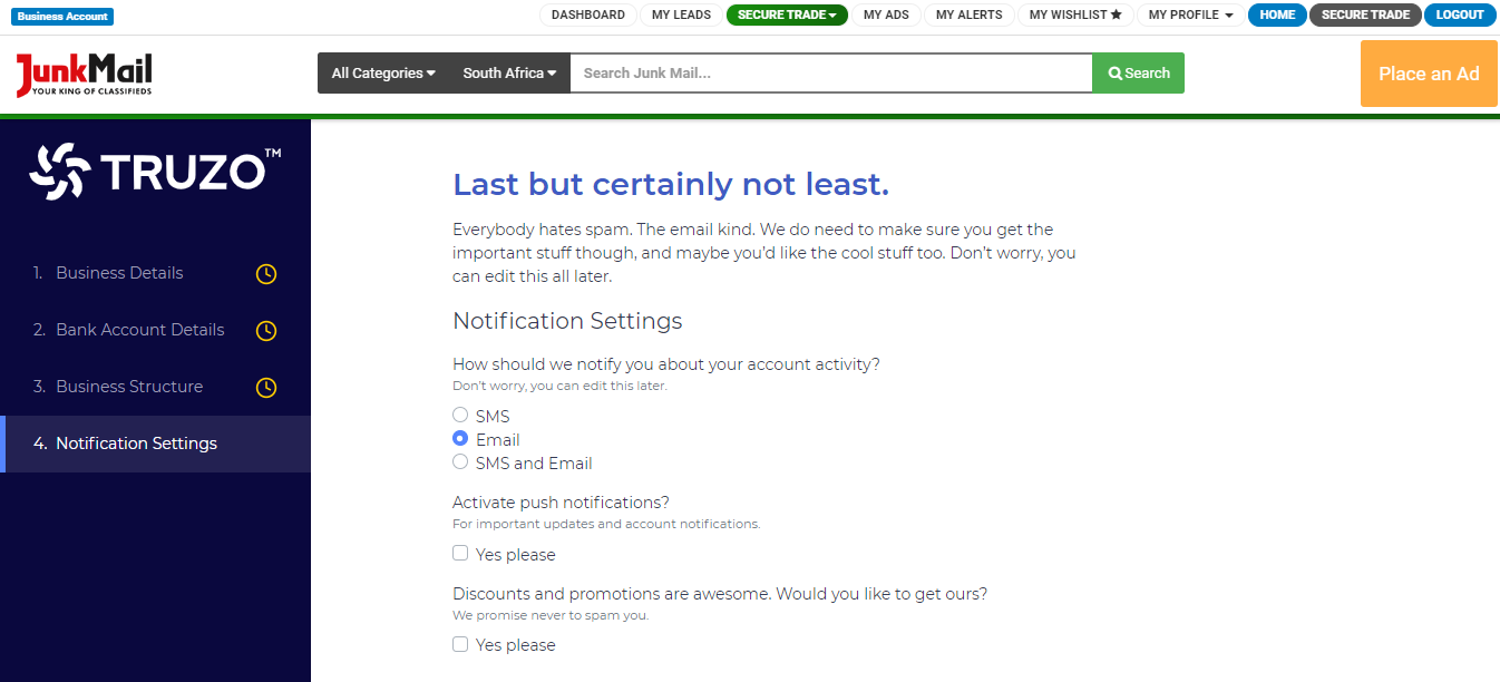 Secure Trade Business Registration | Junk Mail