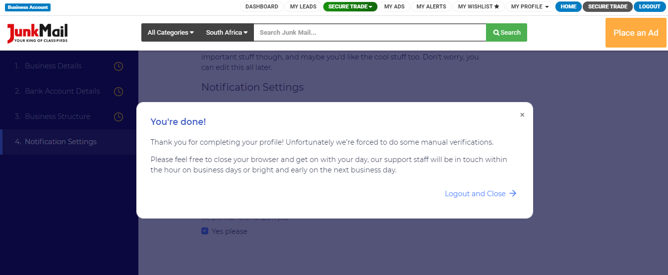 Secure Trade Business Registration | Junk Mail