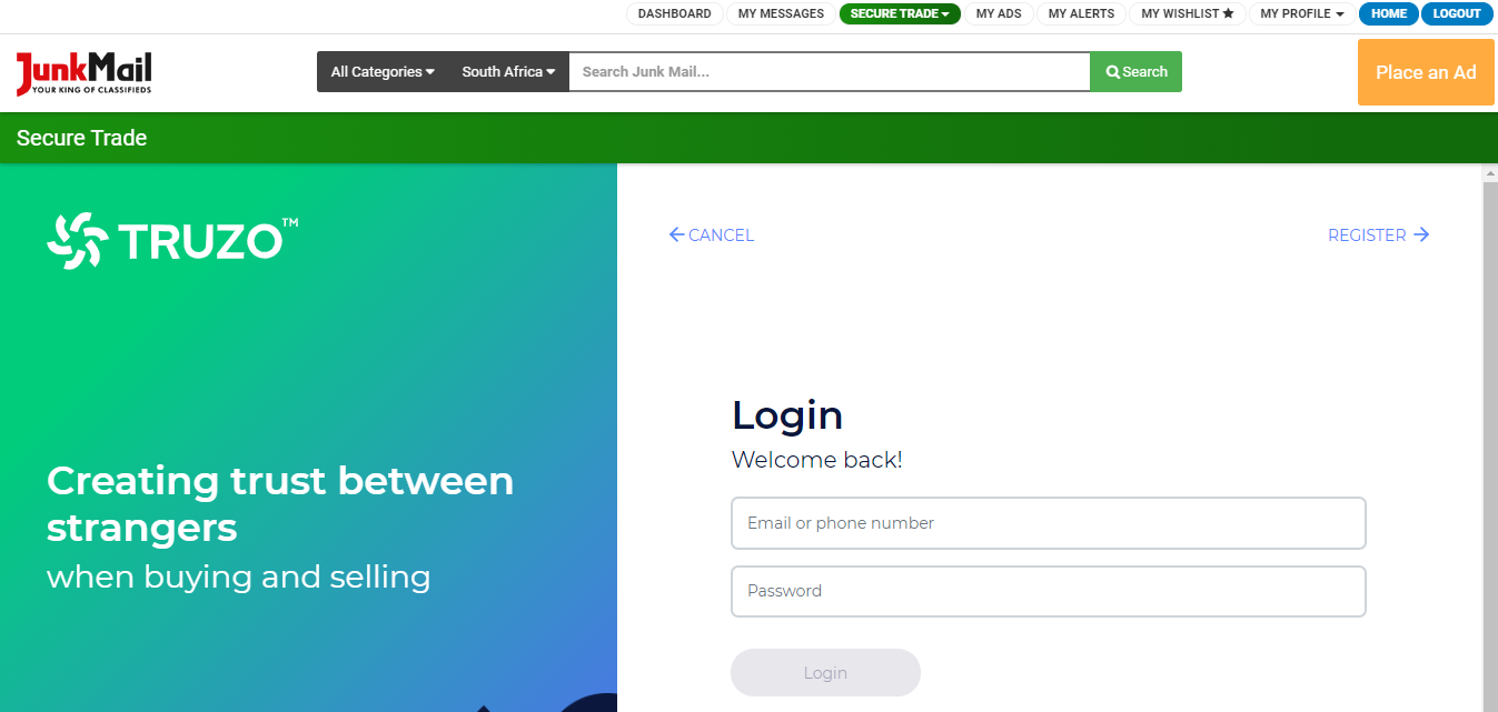 Register for Secure Trade | Junk Mail