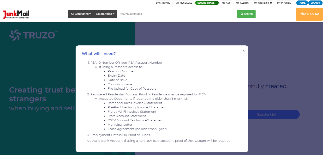 Secure Trade Registration Details | Junk Mail