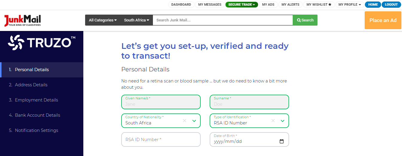 Secure Trade Registration Details | Junk Mail