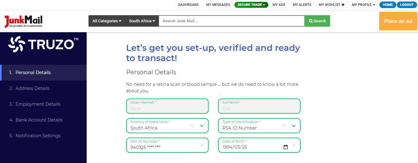 Secure Trade Registration Details | Junk Mail