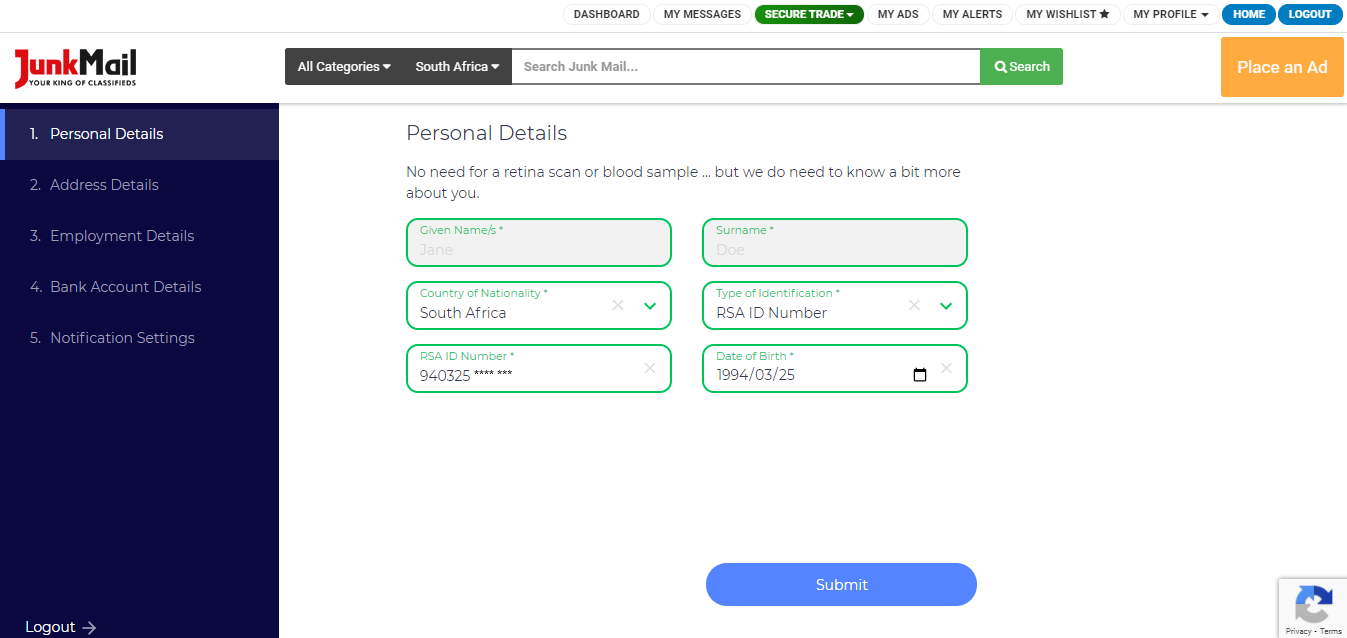Secure Trade Registration Details | Junk Mail