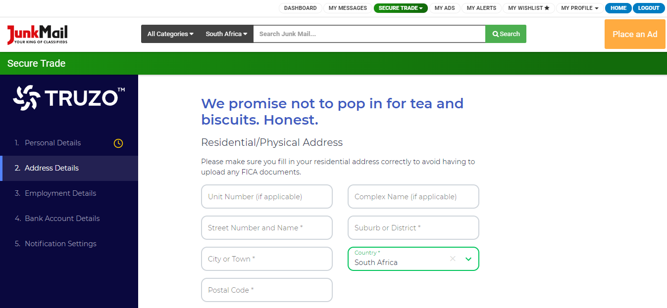 Secure Trade Registration Details | Junk Mail