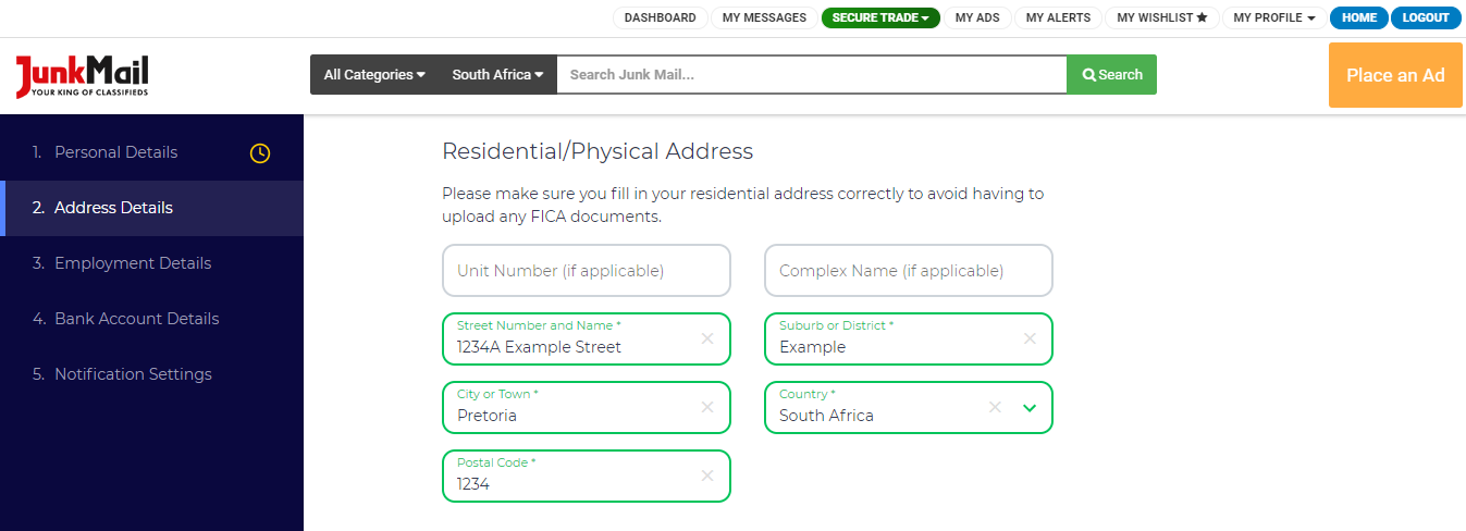 Secure Trade Registration Details | Junk Mail