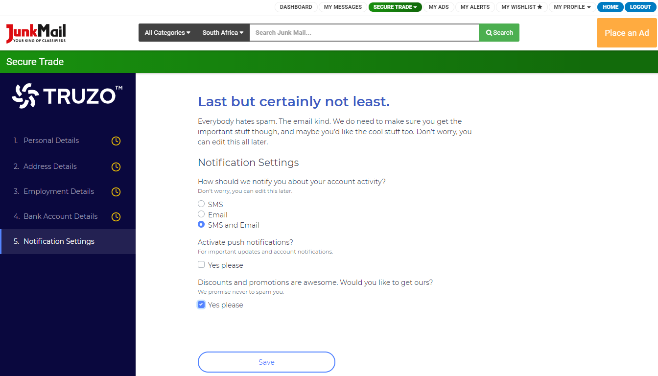 Secure Trade Registration Details | Junk Mail