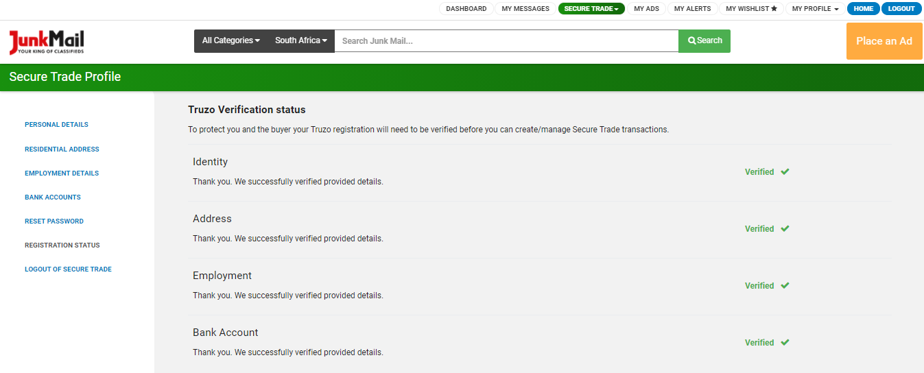 Verified Secure Trade Profile | Junk Mail