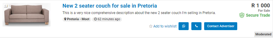 How your Secure Trade advert displays on Junk Mail