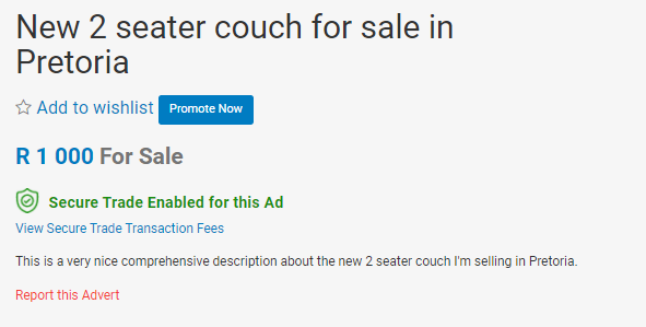 How your Secure Trade advert displays on Junk Mail