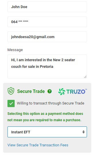Enquiring on a Secure Trade advert on Junk Mail