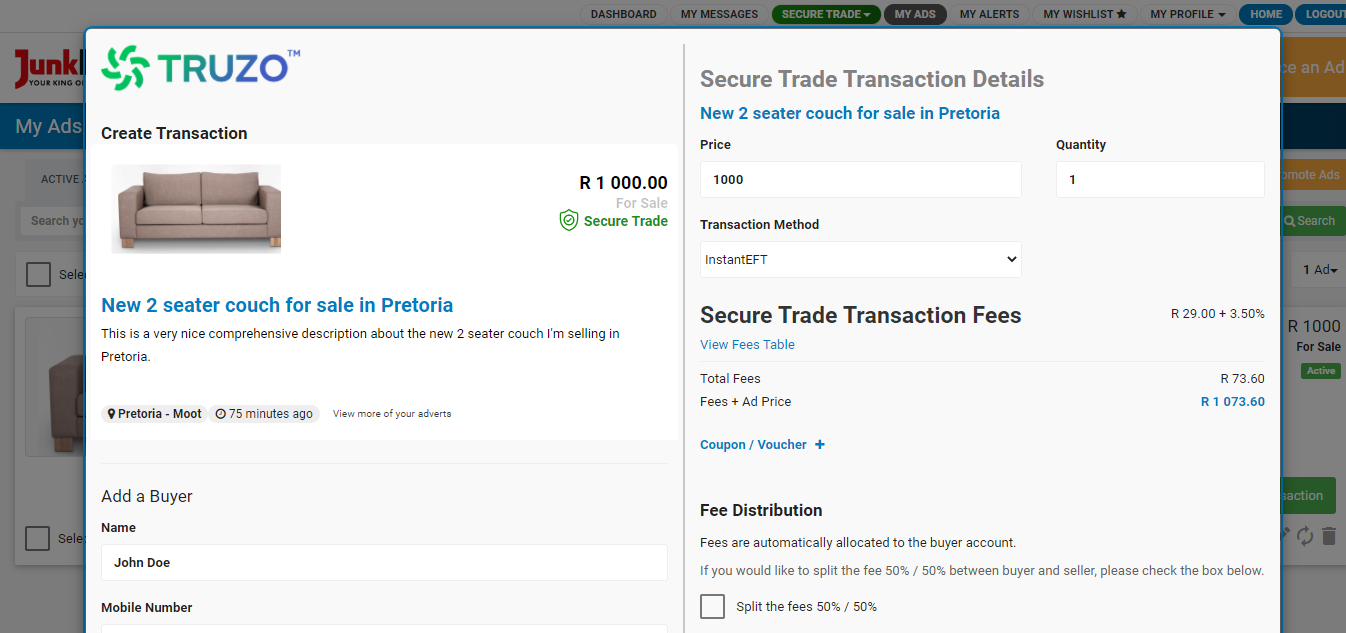 Creating a Secure Trade Transaction on Junk Mail
