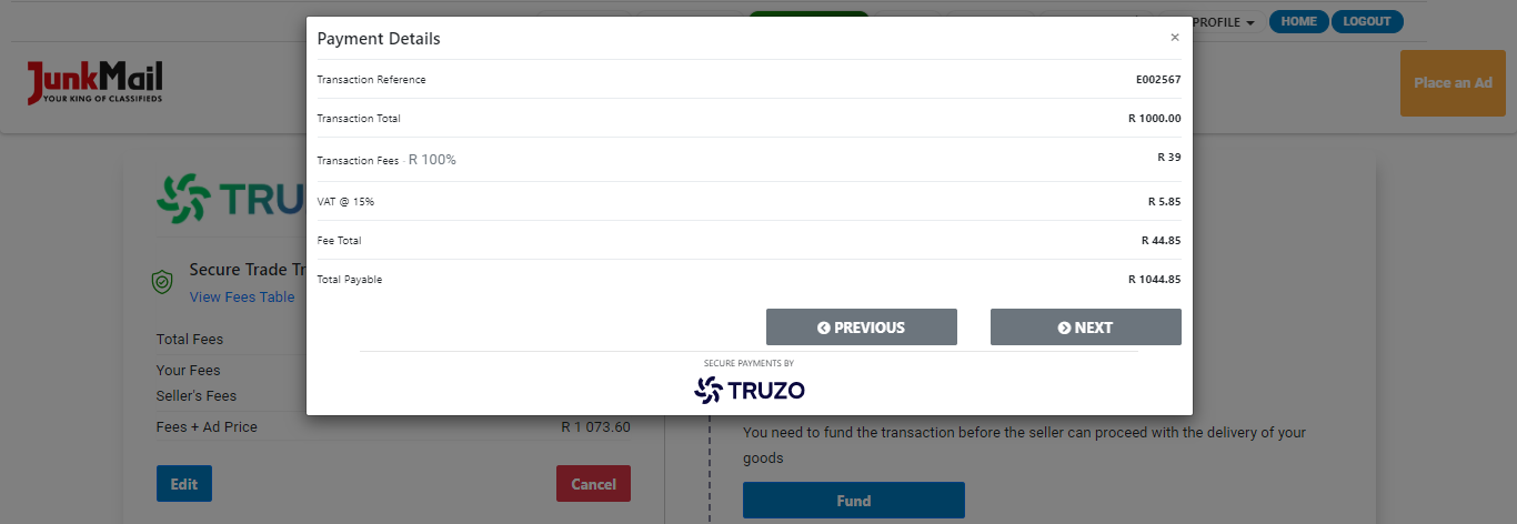 Secure Trade Payment Screen | Junk Mail