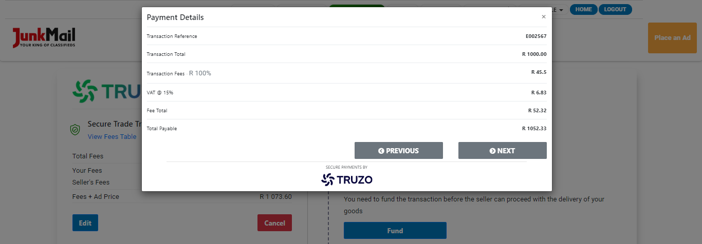 Secure Trade Payment Screen | Junk Mail