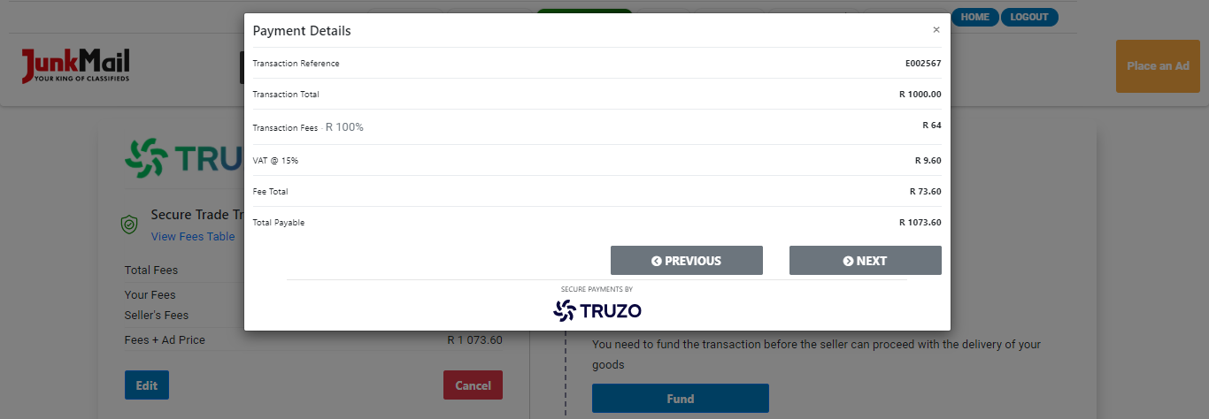 Secure Trade Payment Screen | Junk Mail