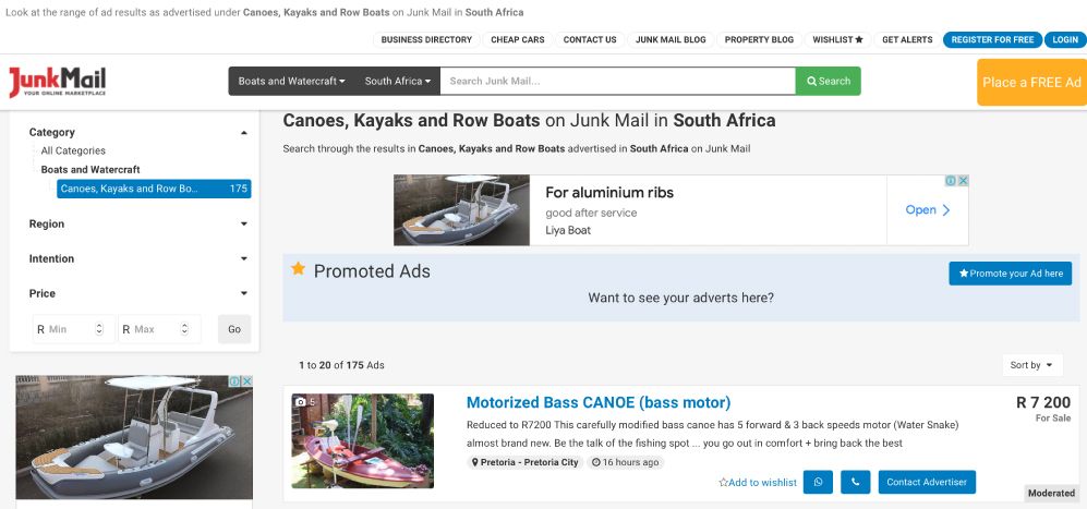 Buy or sell boats and watercraft on Junk Mail