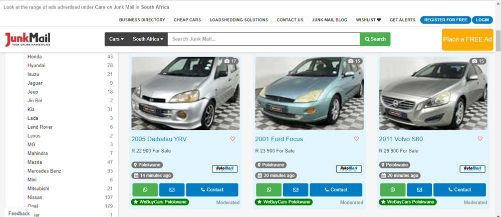 Cars Under R30 000, Used cars on Junk Mail, buying used cars, Ford Fiesta, VW CITI, Opel Corsa, Toyota Corolla, Fiat Uno.png