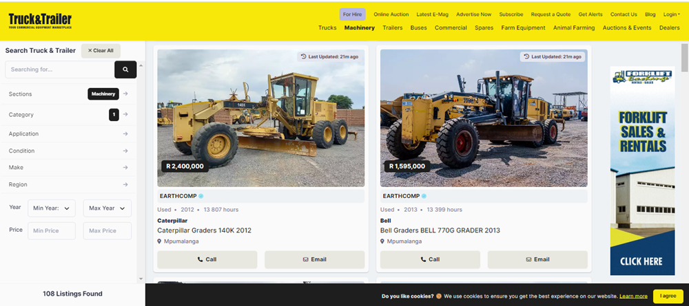 Construction graders in South Africa, graders, motor graders for sale, graders on Truck & Trailer, construction graders.png