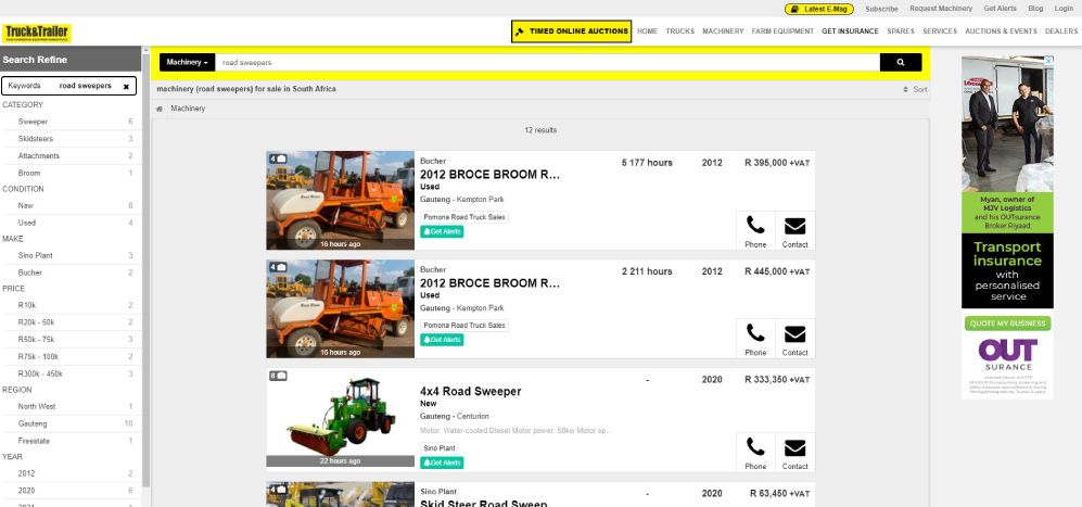 How to Find a Mechanical Road Sweeper on Truck & Trailer