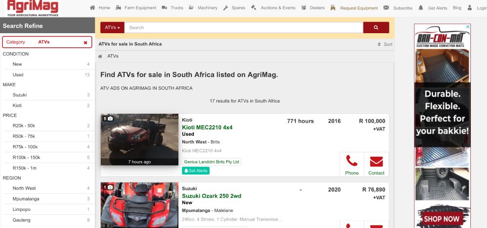 Find ATVs for sale on AgriMag