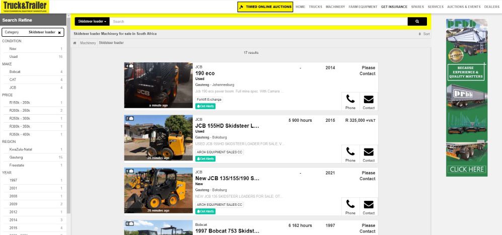 How to find skid steers for sale on Truck & Trailer