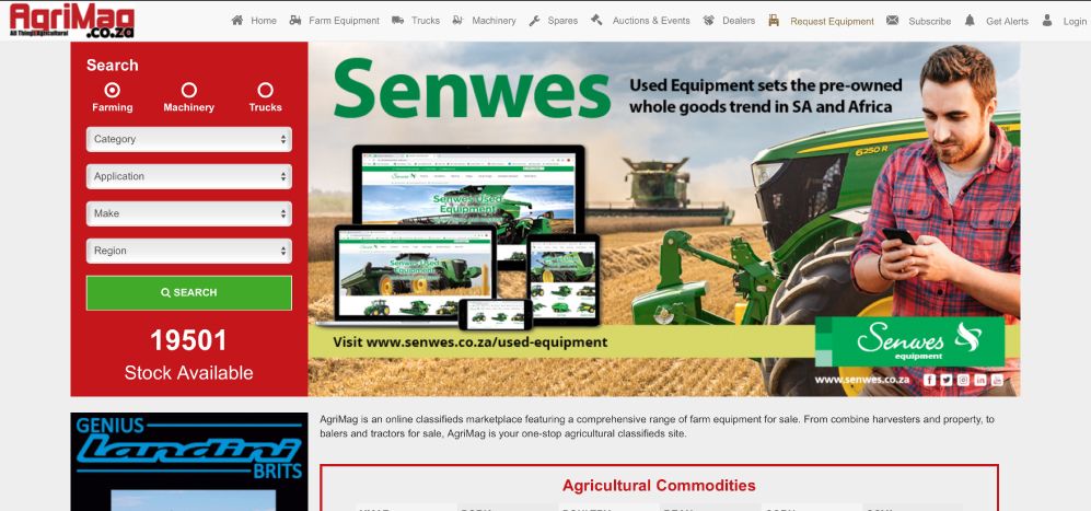 Search for farm equipment from the AgriMag homepage