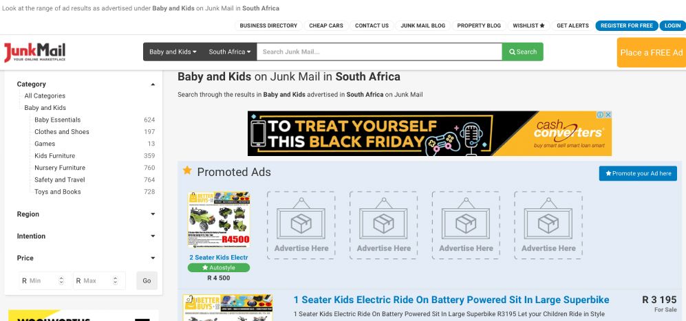 How to search for baby and kids goods on Junk Mail