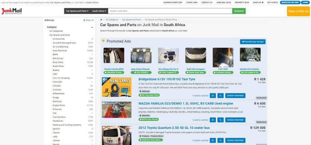 How to search for Car Spares and Parts on Junk Mail