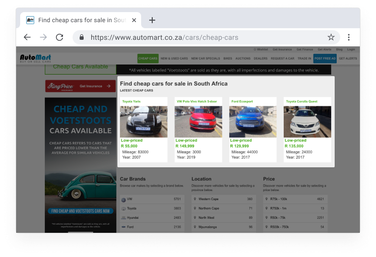 Find the latest cheap car adverts on Auto Mart