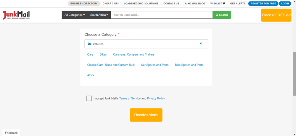 creating alerts on Junk Mail, set up alerts, alert, Junk Mail alerts, Junk Mail alerts page.png