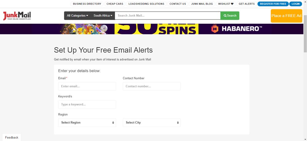 creating alerts on Junk Mail, setting up alerts, alert, Junk Mail alerts, Junk Mail alerts page.png
