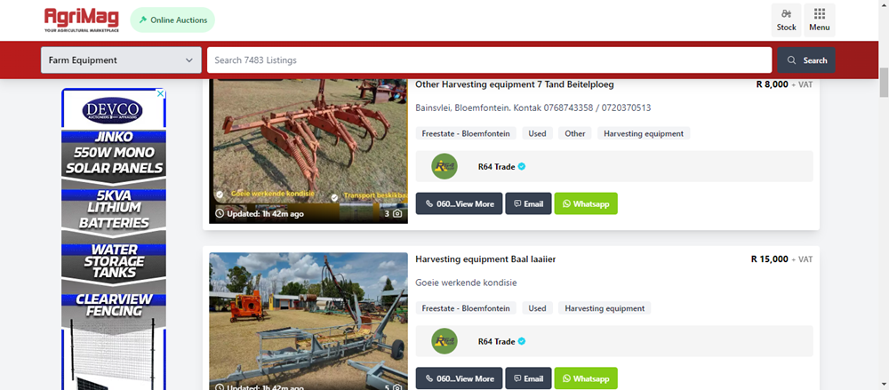 manufactures of harvesting equipment, harvesting equipment for sale on AgriMag, farm equipment for sale.png