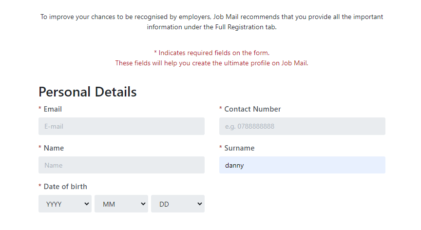 register your CV on Job Mail, register your CV, CV on Job Mail, job seekers, CVs, quick reg-personal details.png