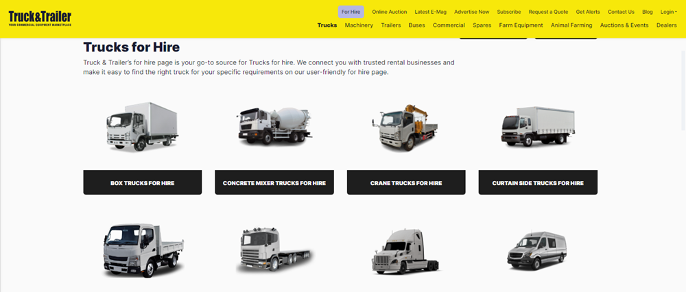 reputable and reliable truck company, truck hire, truck company, trucks for hire on Truck & Trailer, trucks for sale.png