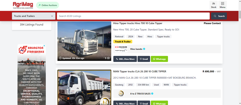 tipper truck operation, tipper trucks in South Africa, buy tipper trucks, trucks on AgriMag, trucks for sale.png