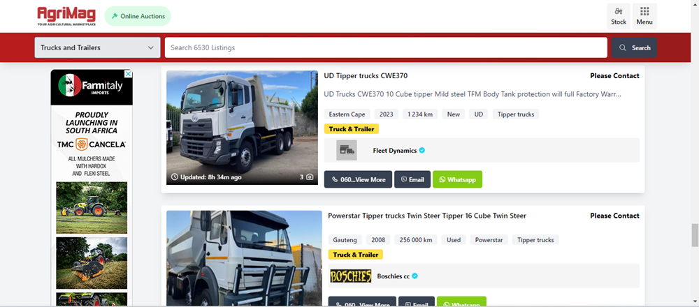 tipper truck operation, tipper trucks in South Africa, tipper trucks, trucks on AgriMag, trucks for sale.png