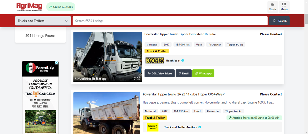 tipper trucks in South Africa, tipper trucks, trucks on AgriMag, tipper trucks for sale.png